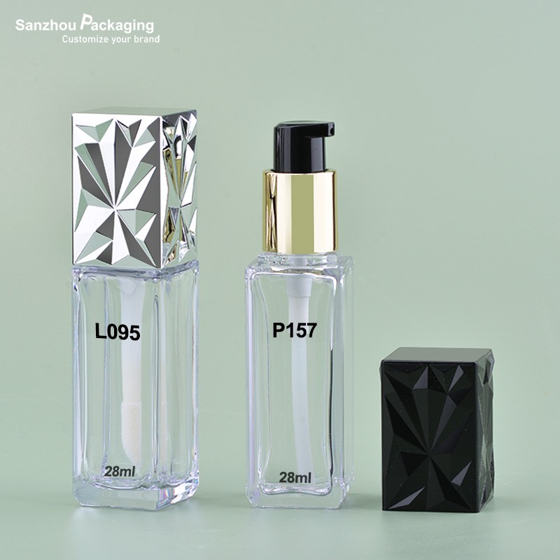 28ml Square Shape Foundation Bottle With Brush L095